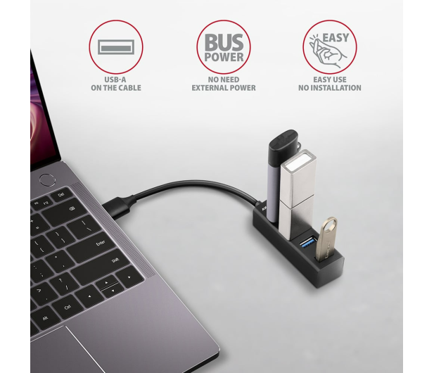 Axagon HUE-M1A, 4x USB 3.2 Gen 1 MINI hub, metalowy, USB-A 20cm - 1353430 - zdjęcie 3